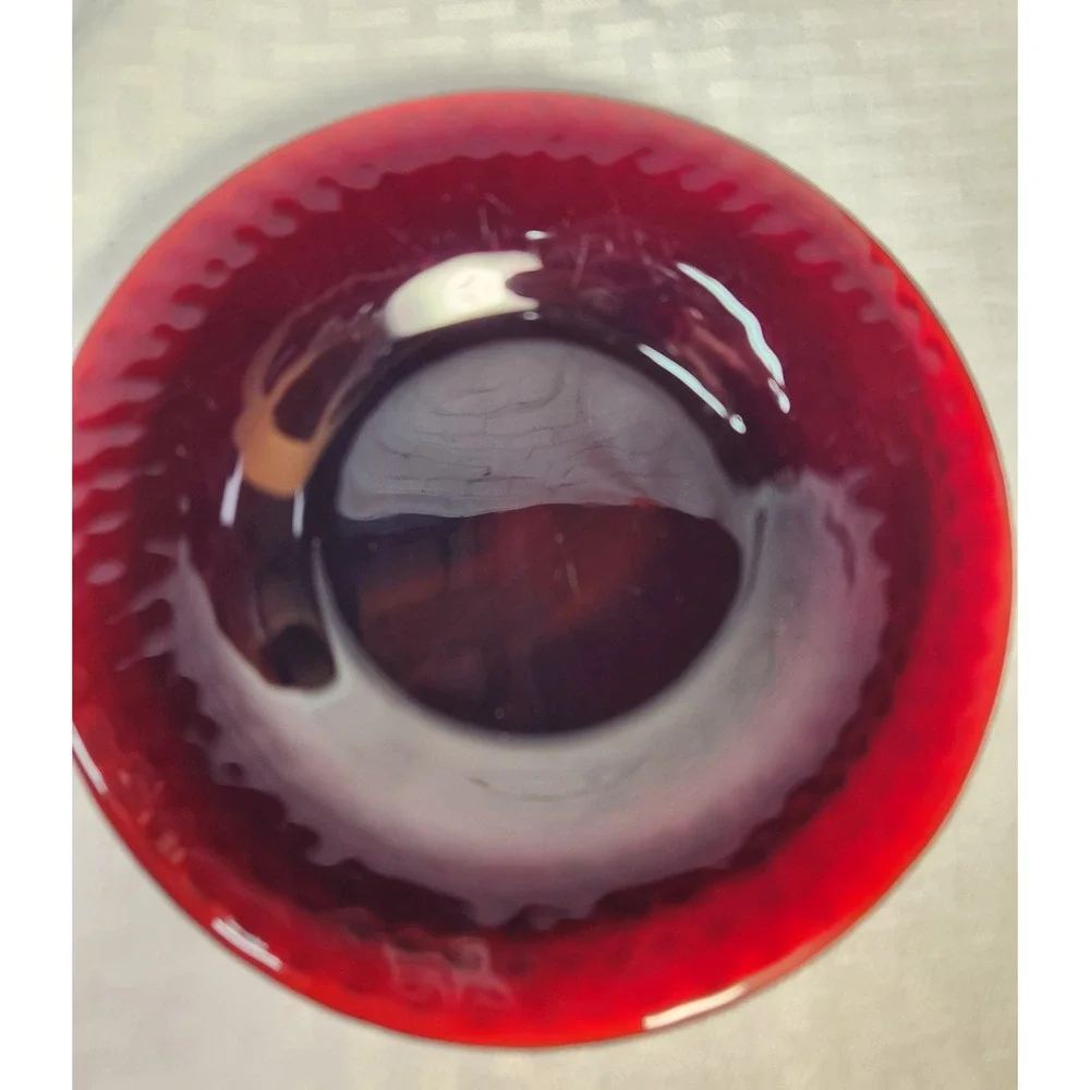 4‎ Arcoroc Vercors Ruby Red Dessert Plate Set Heavy Faint Color Swirl